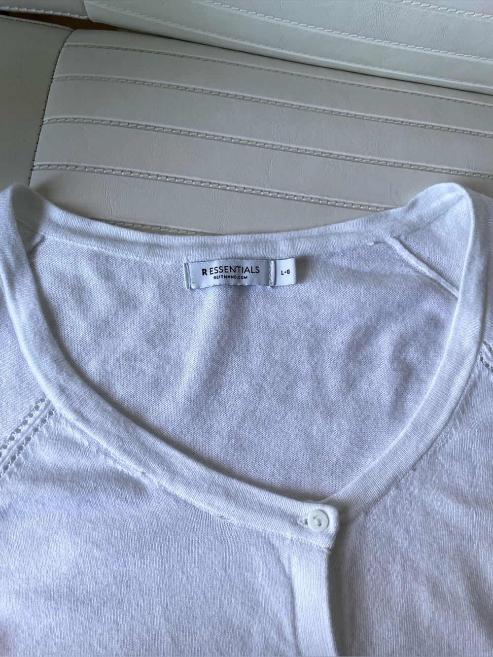 Reitmans Essentials White 100% Cotton Cardigan Women’s L Lightweight Button Fron - Picture 6 of 10